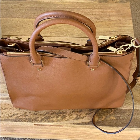 Like new Sutton Leather Medium Satchel Handbag tan - Picture 6 of 6